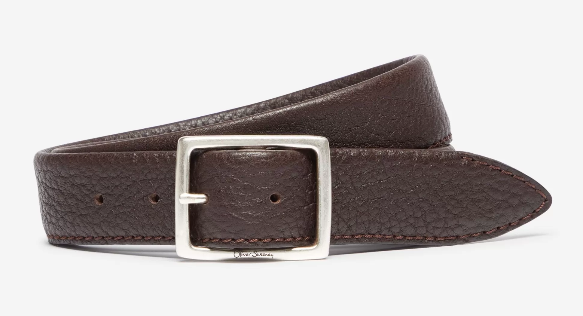 Ceinture Oliver Sweeney en cuir pleine fleur - Ton Brun Lovére vieilli - Édition artisanale