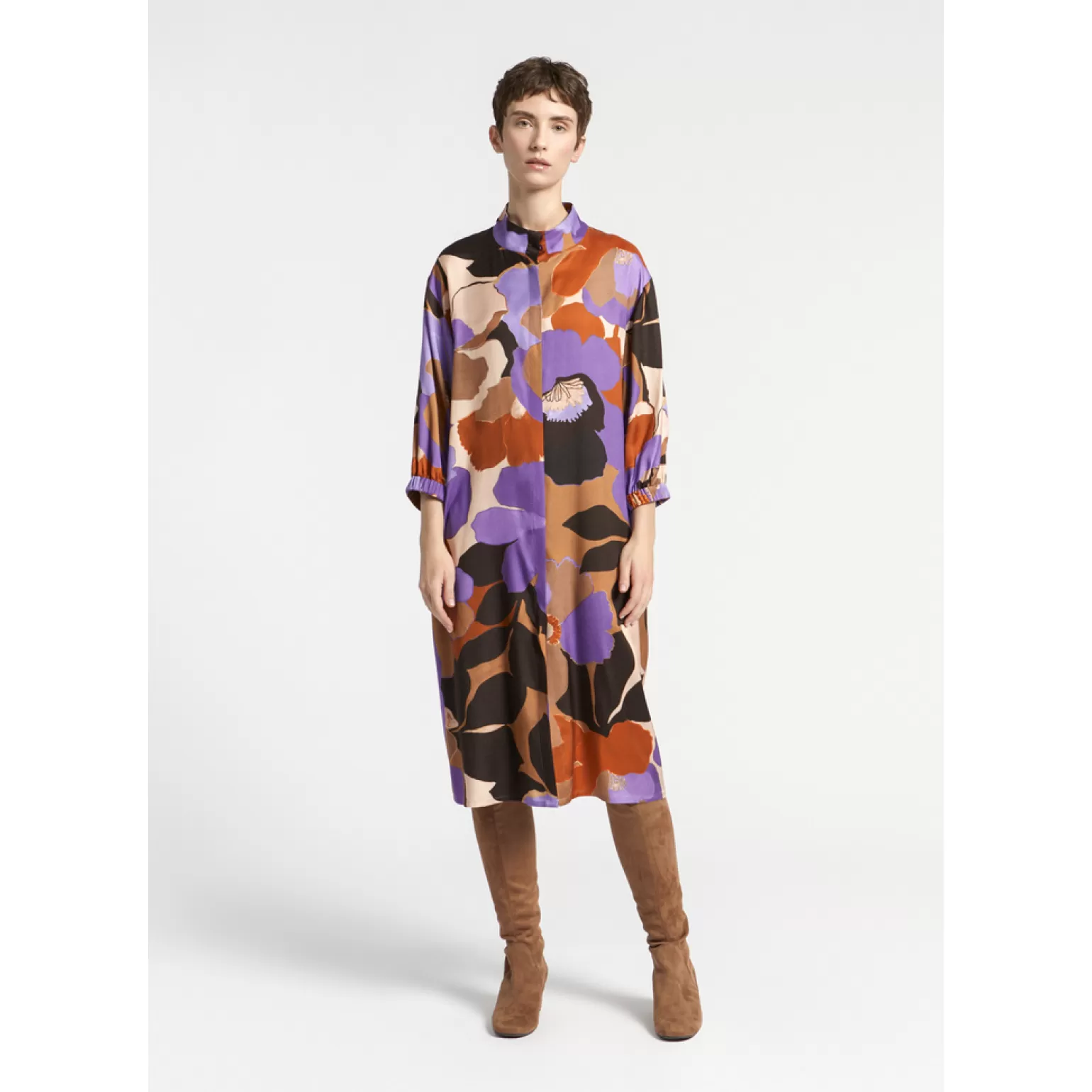 Robe d'été midi Xandres - Imprimé floral romantique sur tissu fluide
