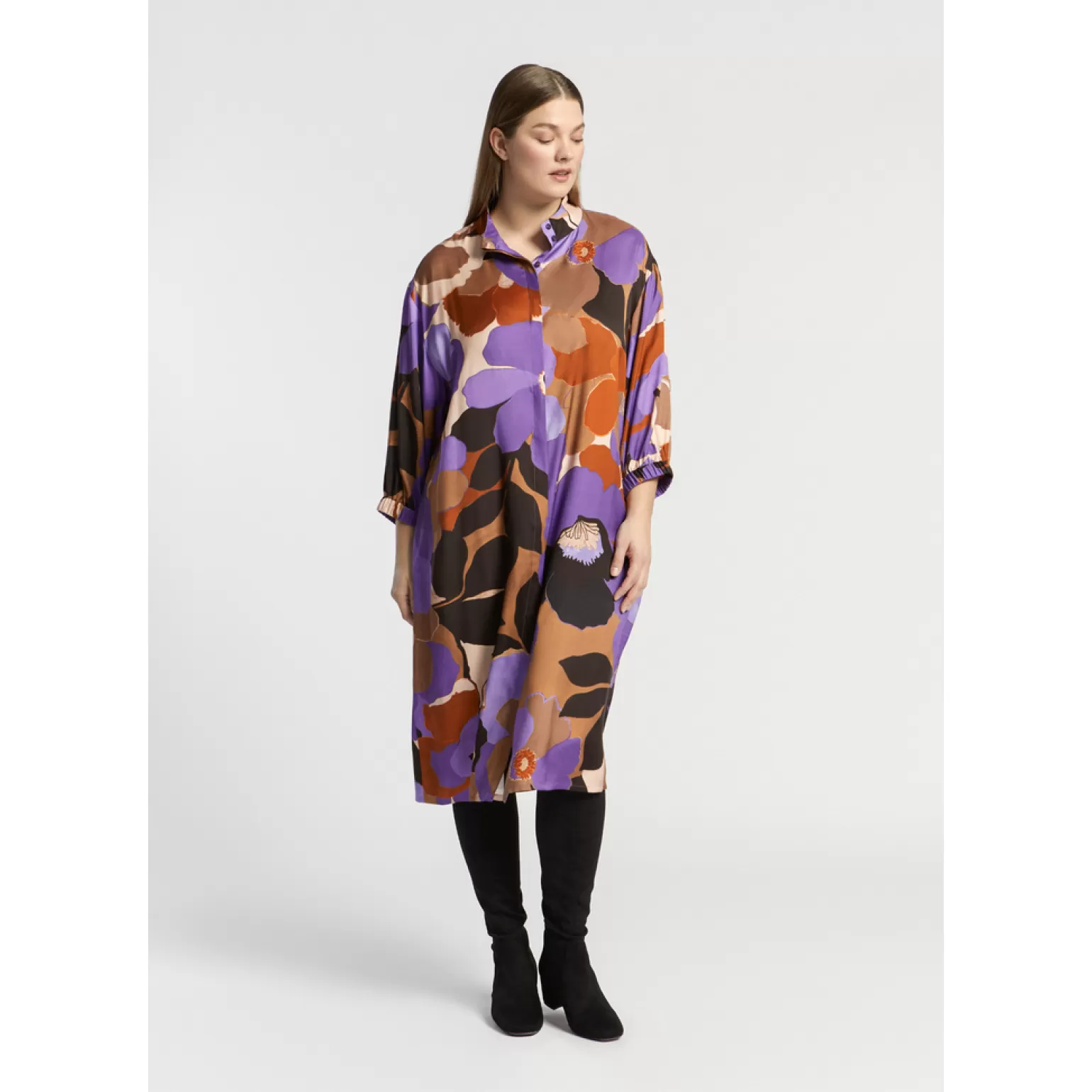 Robe d'été midi Xandres - Imprimé floral romantique sur tissu fluide