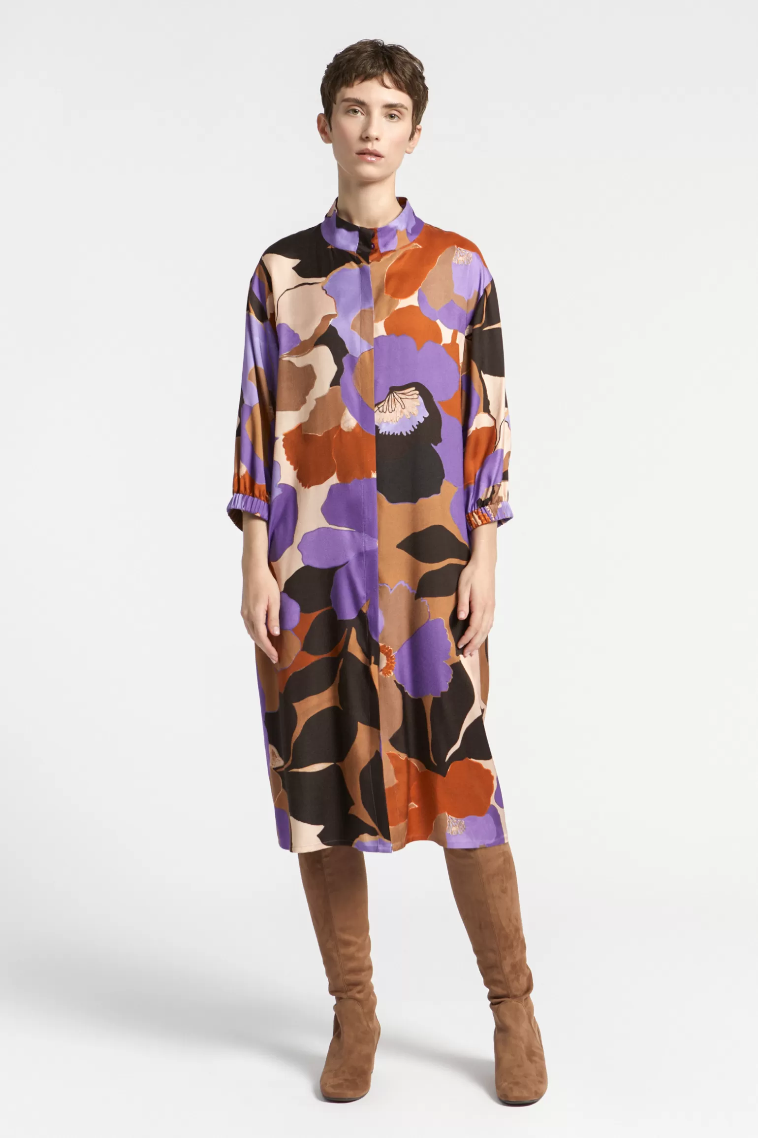 Robe d'été midi Xandres - Imprimé floral romantique sur tissu fluide