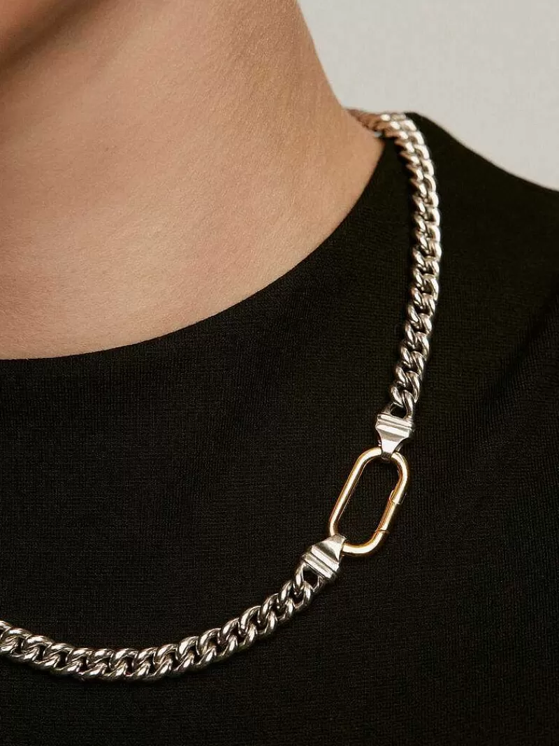 Charme ovale raffiné en argent sterling 925 plaqué or jaune 18 carats - Boucle mousqueton élégante par Aristocrazy