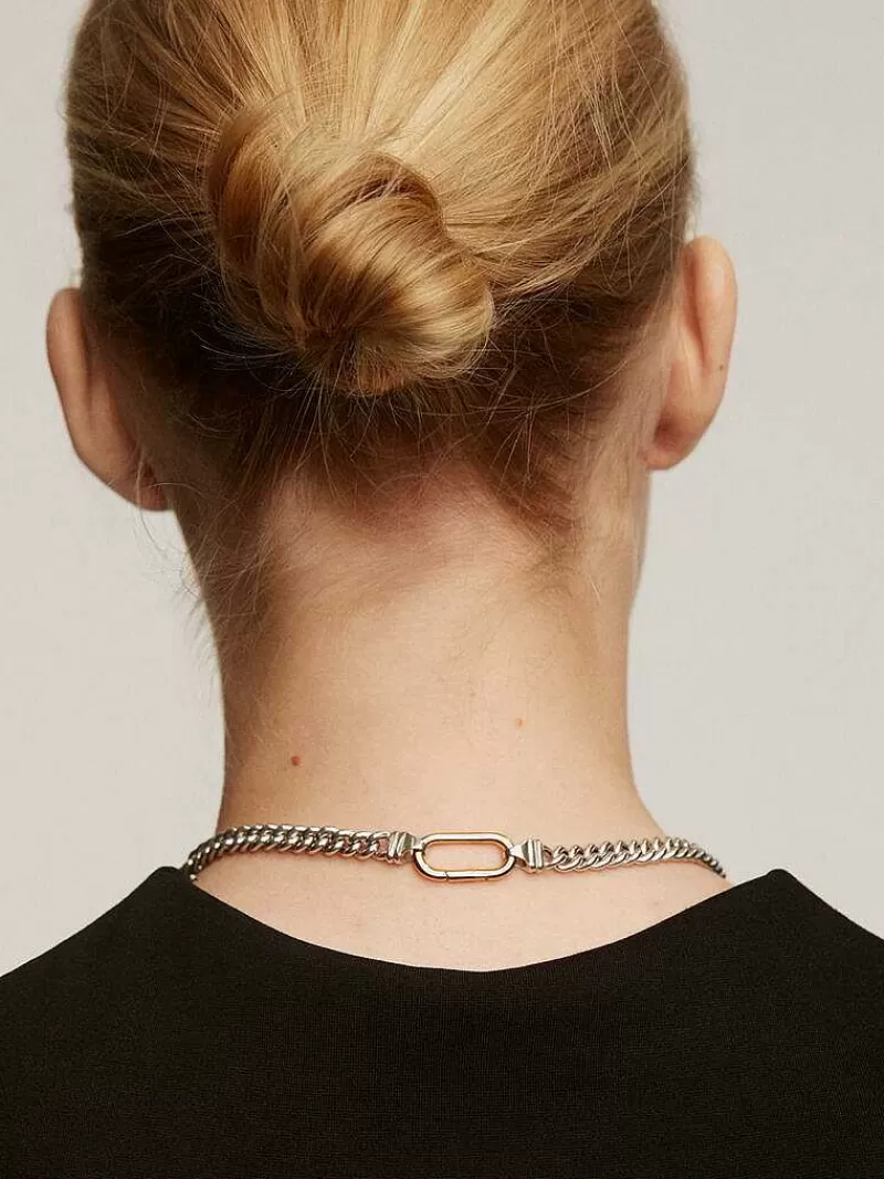Charme ovale raffiné en argent sterling 925 plaqué or jaune 18 carats - Boucle mousqueton élégante par Aristocrazy