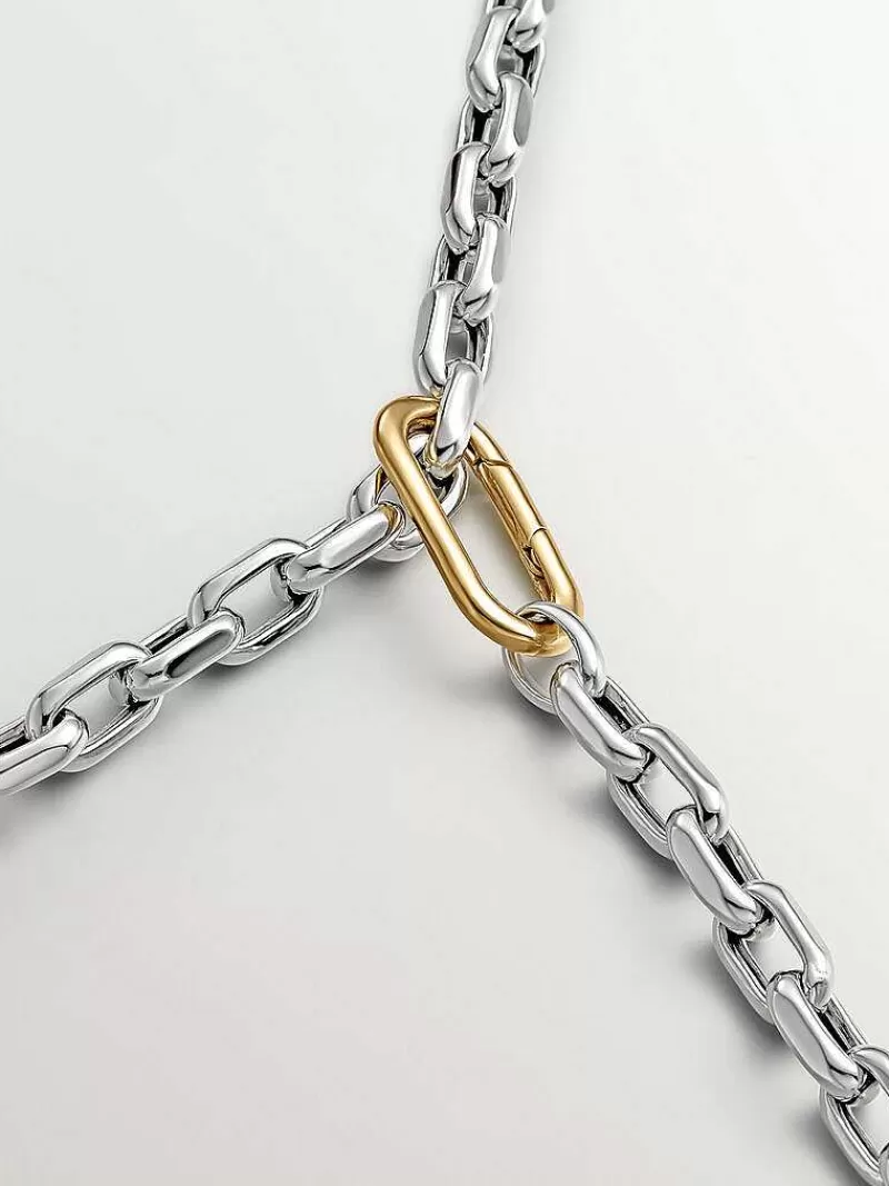 Charme ovale raffiné en argent sterling 925 plaqué or jaune 18 carats - Boucle mousqueton élégante par Aristocrazy