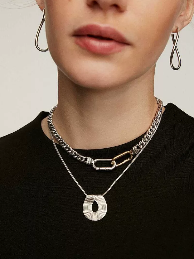 Charme ovale raffiné en argent sterling 925 plaqué or jaune 18 carats - Boucle mousqueton élégante par Aristocrazy