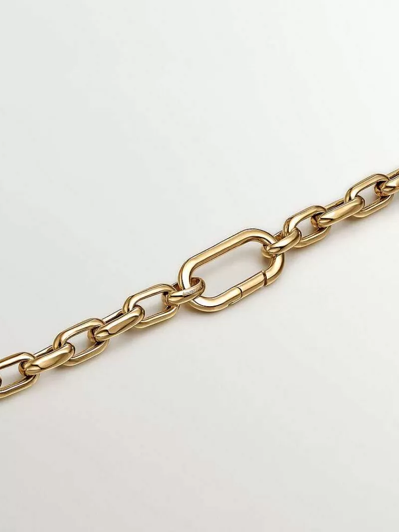 Charme ovale raffiné en argent sterling 925 plaqué or jaune 18 carats - Boucle mousqueton élégante par Aristocrazy