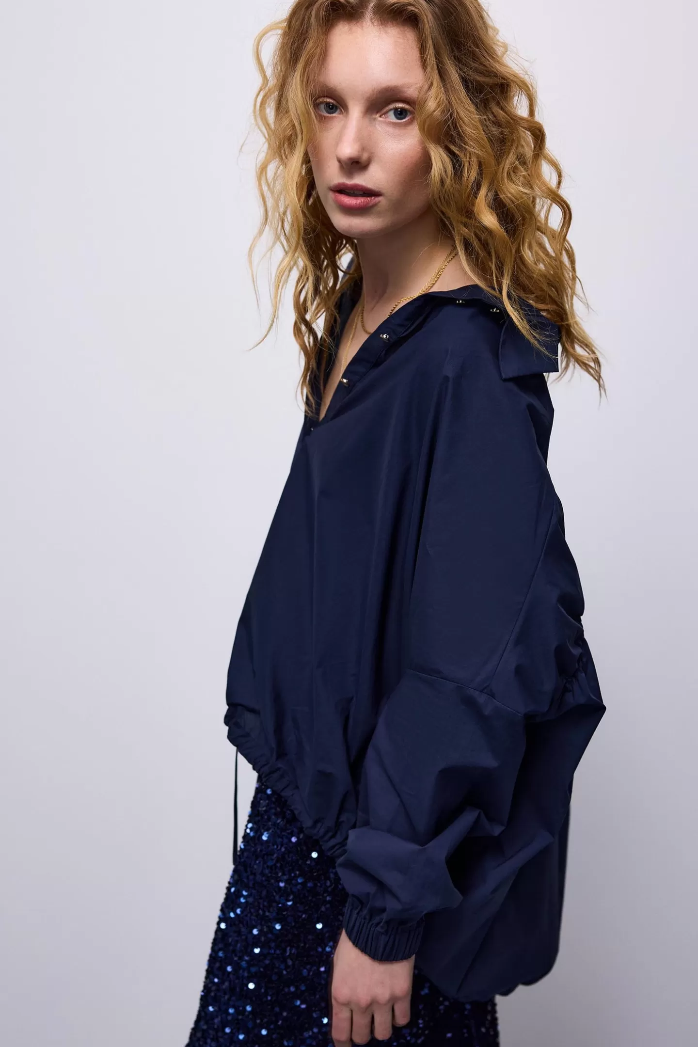 Chemisier Oversized Summum en Coton Léger - Bleu Océan, Taille Ample pour un Style Décontracté