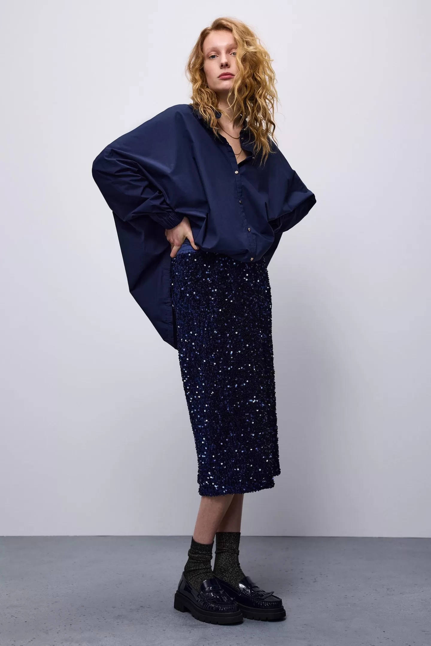 Chemisier Oversized Summum en Coton Léger - Bleu Océan, Taille Ample pour un Style Décontracté