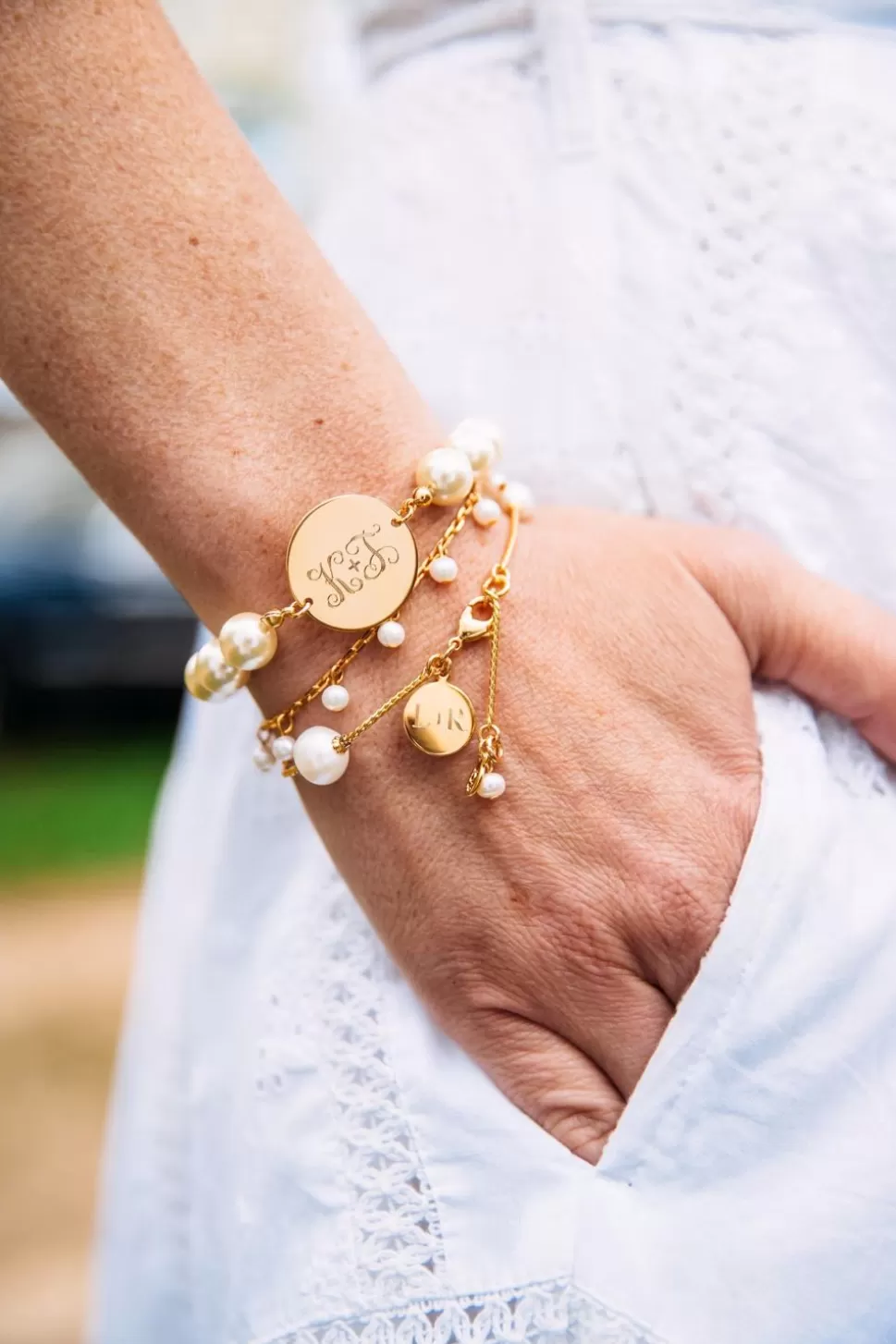 Bracelet personnalisé en perles nacrées - Création monogrammable Kiel James Patrick