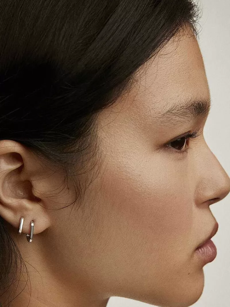 Boucles d'oreilles argent 925 Aristocrazy - Cercles carrés contemporains pour femme, style minimaliste intemporel