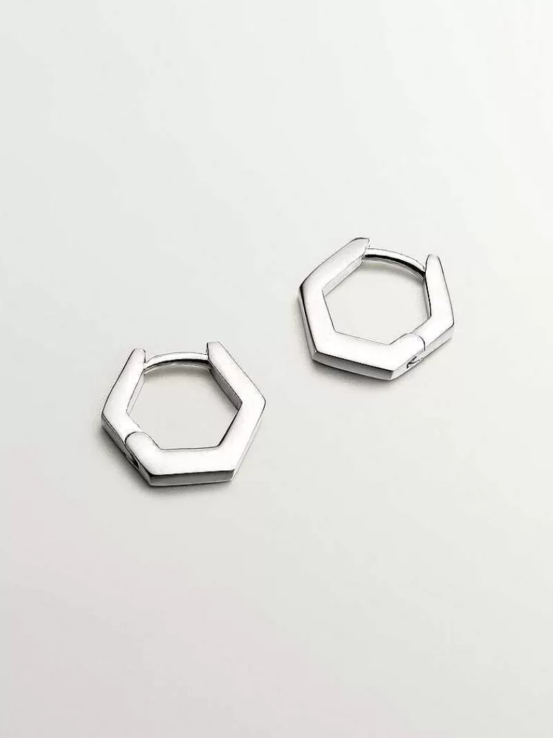 Boucles d'oreilles en argent 925 - Modèle hexagonal intemporel par Aristocrazy
