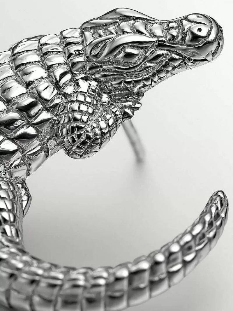 Boucles d'Oreilles Aristo-Crazy en Argent 925 - Création Crocodile Raffinée pour Élégance Intemporelle