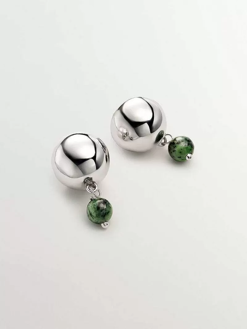 Boucles d'oreilles élégantes en argent 925 avec jaspe vert naturel - Création exclusive Aristocrazy
