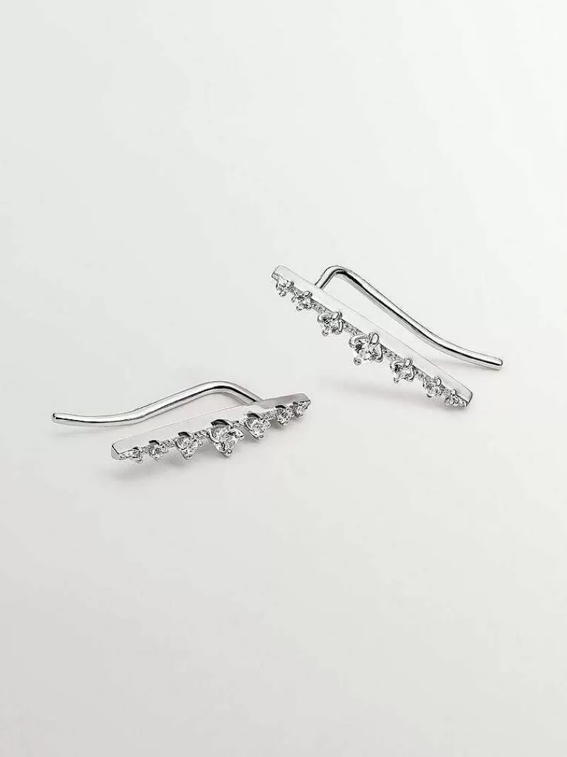 Boucles d'oreilles argent 925 Aristocrazy - Création élégante ornée de saphirs blancs naturels, design en forme de vigne ascendante