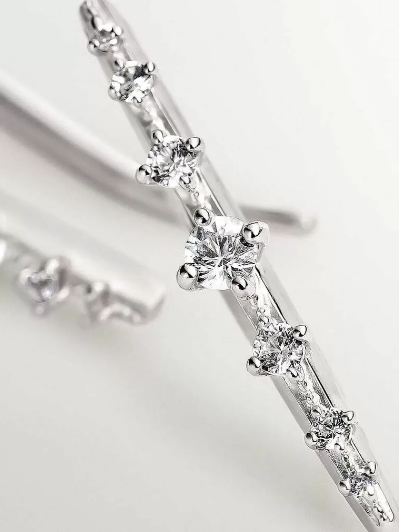 Boucles d'oreilles argent 925 Aristocrazy - Création élégante ornée de saphirs blancs naturels, design en forme de vigne ascendante