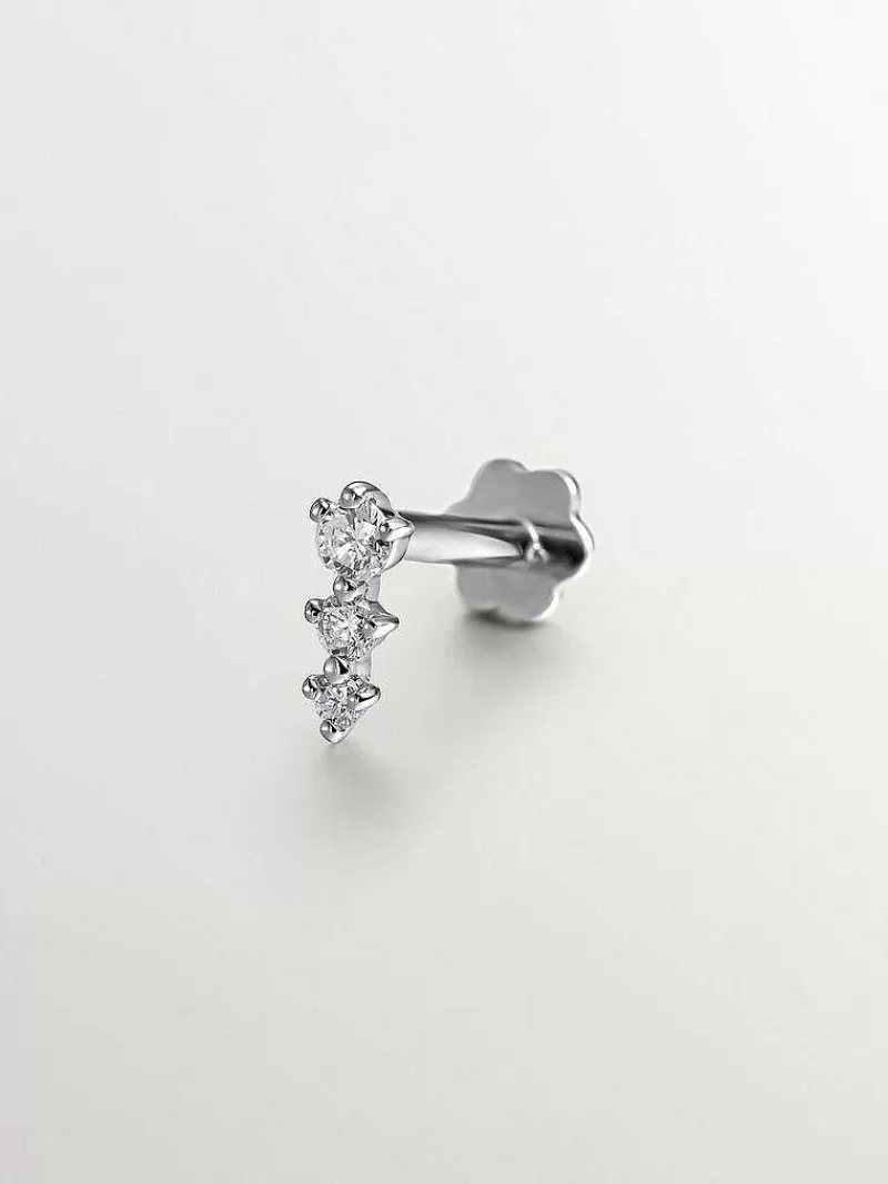 Boucles d'oreilles & piercing Aristocrazy - Création en or blanc 18 carats incrustée de diamants brillants
