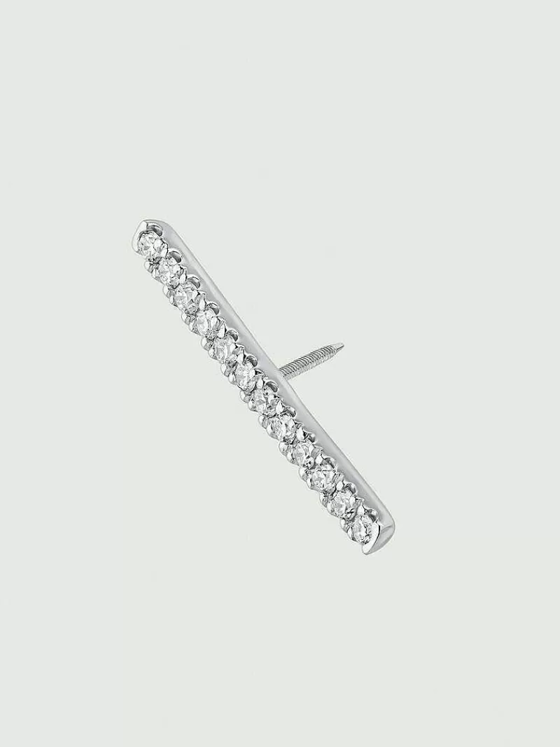 Boucles d'oreille piercing en or blanc 18K serti de diamants - Élégance intemporelle par Aristocrazy