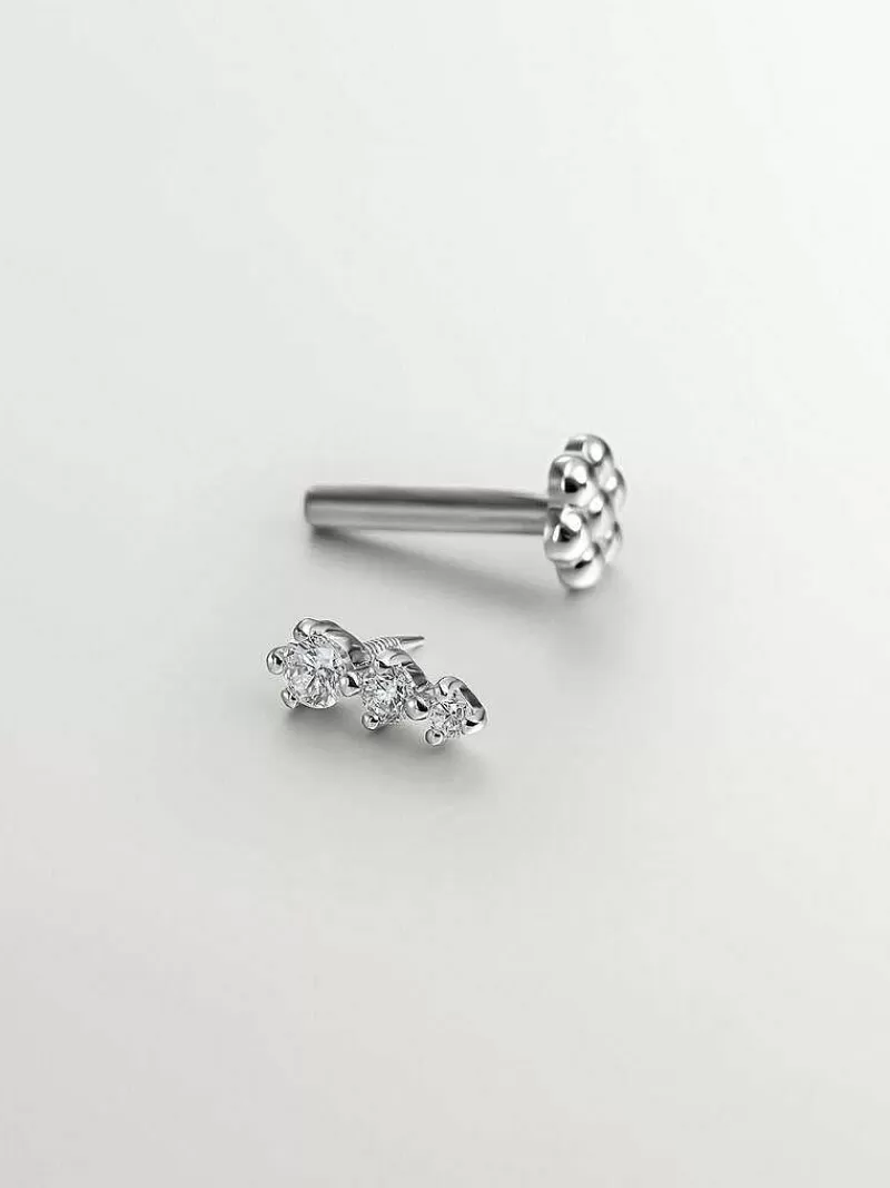 Boucles d'oreilles & piercing Aristocrazy - Création en or blanc 18 carats incrustée de diamants brillants