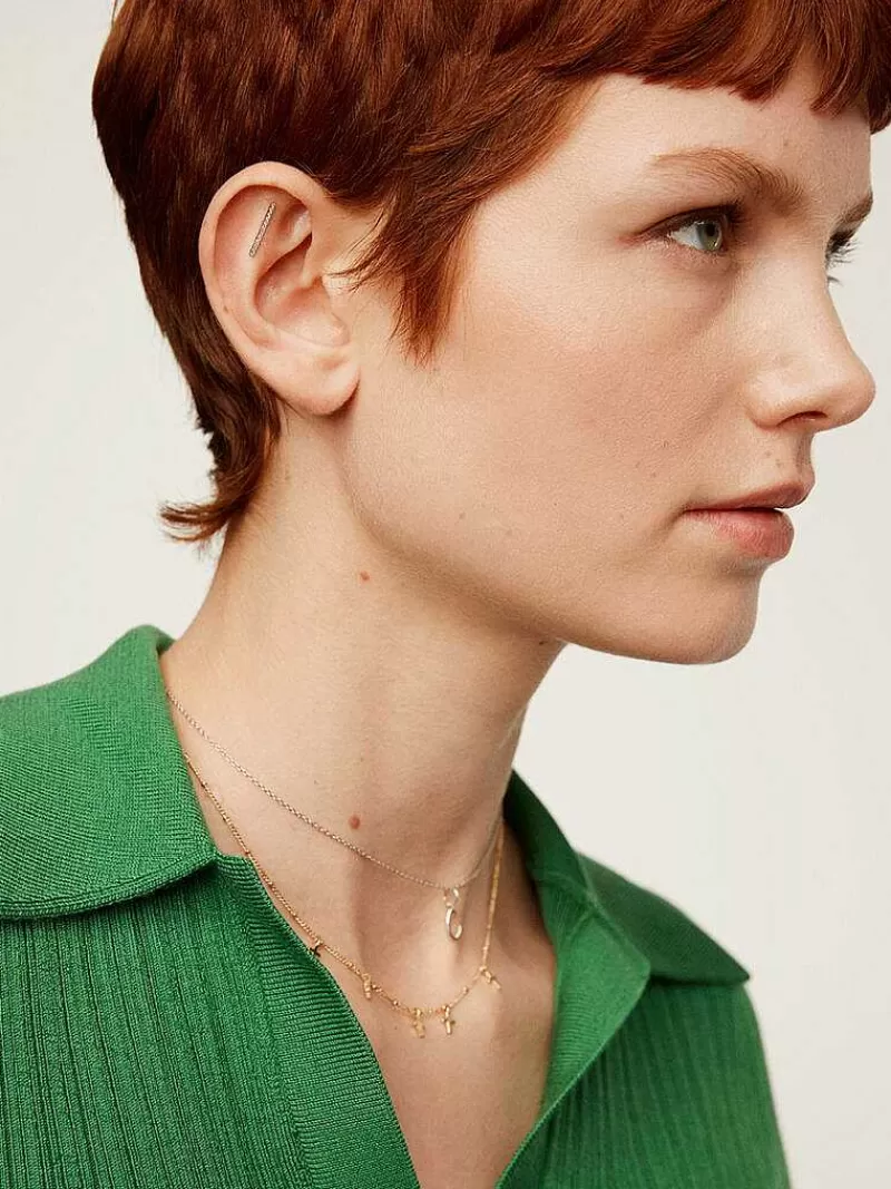Boucles d'oreille piercing en or blanc 18K serti de diamants - Élégance intemporelle par Aristocrazy