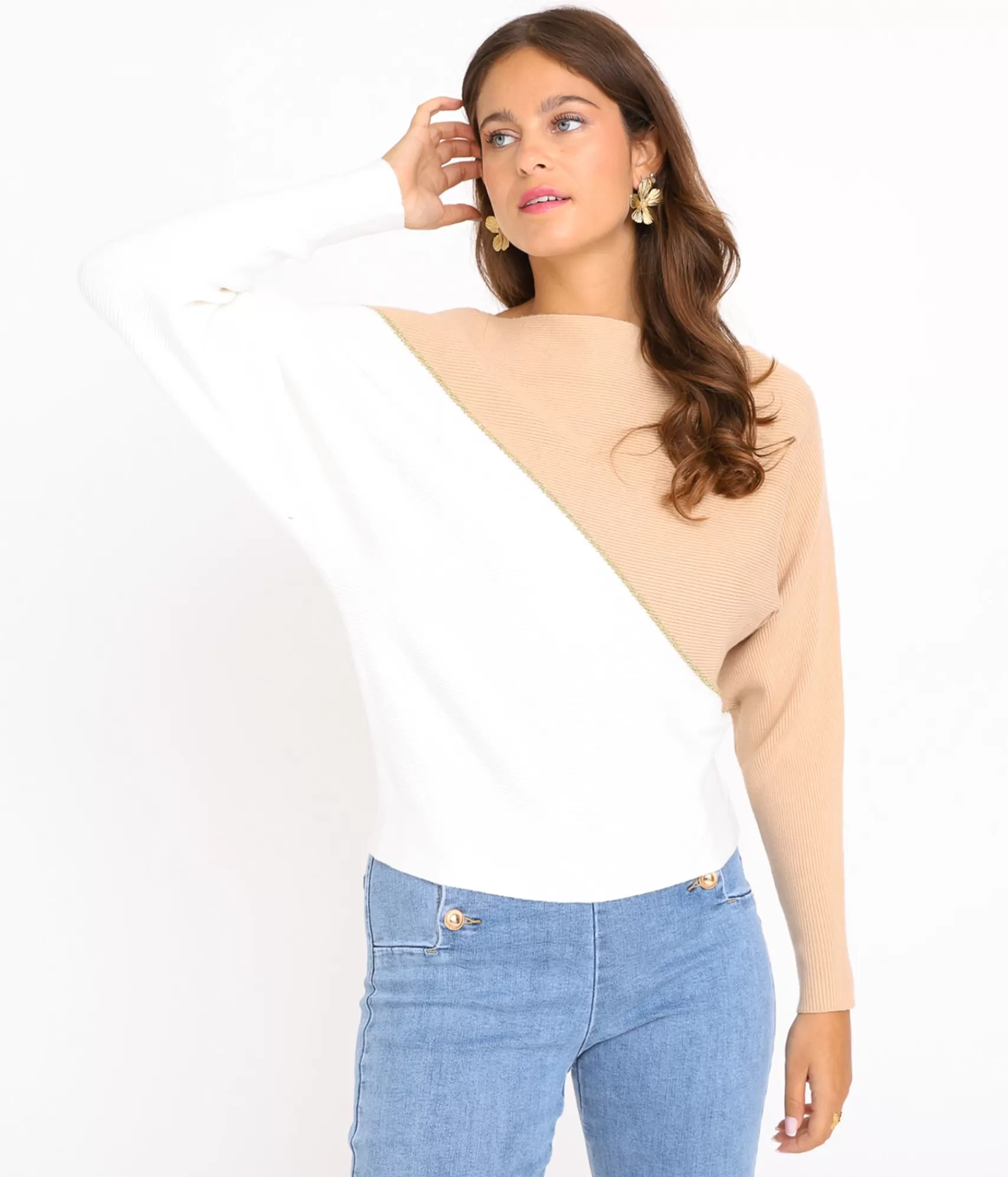 EDJI Tricot Cynthia - Pullover Femme Décontracté en Dégradé de Couleurs Printemps-Été 2024