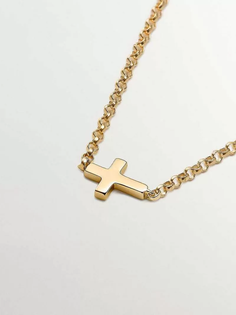 Bracelet Aristocrazy en Or Jaune 9 Carats avec Croix Élégante - Alliance de Style et de Symbolisme