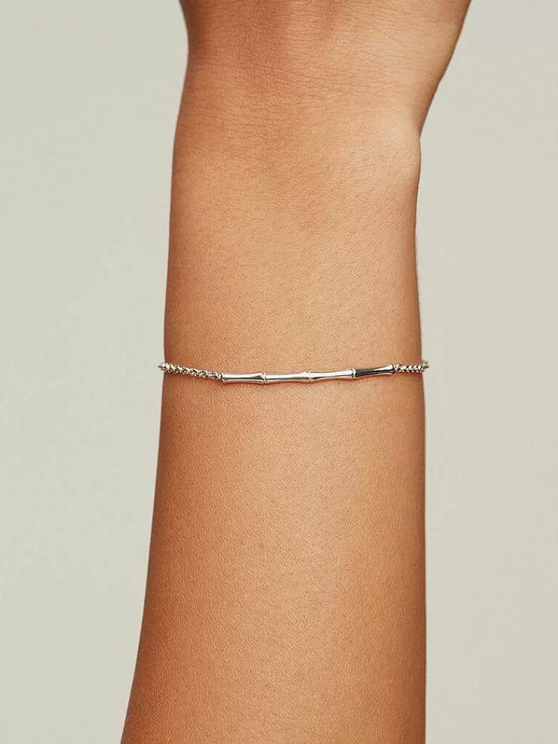 Bracelet artisanal en argent 925 avec motif bambou naturel - Pièce unique Aristocrazy