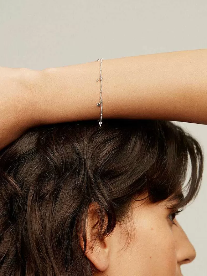 Bracelet Femme Argent 925 - Lunes & Étoiles Symboliques - Collection Aristocrazy