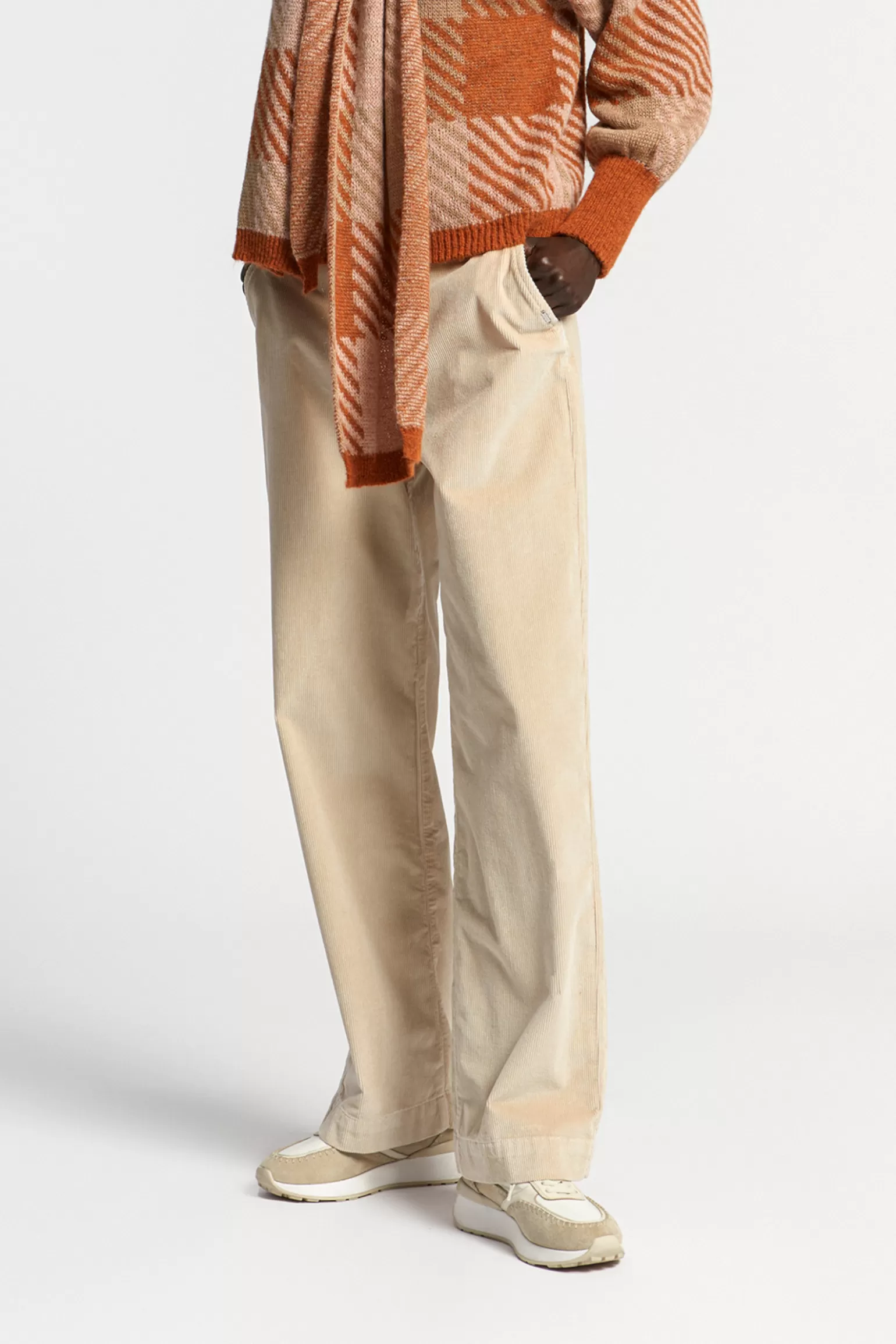 Xandres - Pantalon Femme en Velours Côtelé Élastique - Confort & Style Automne-Hiver - Collection Exclusive