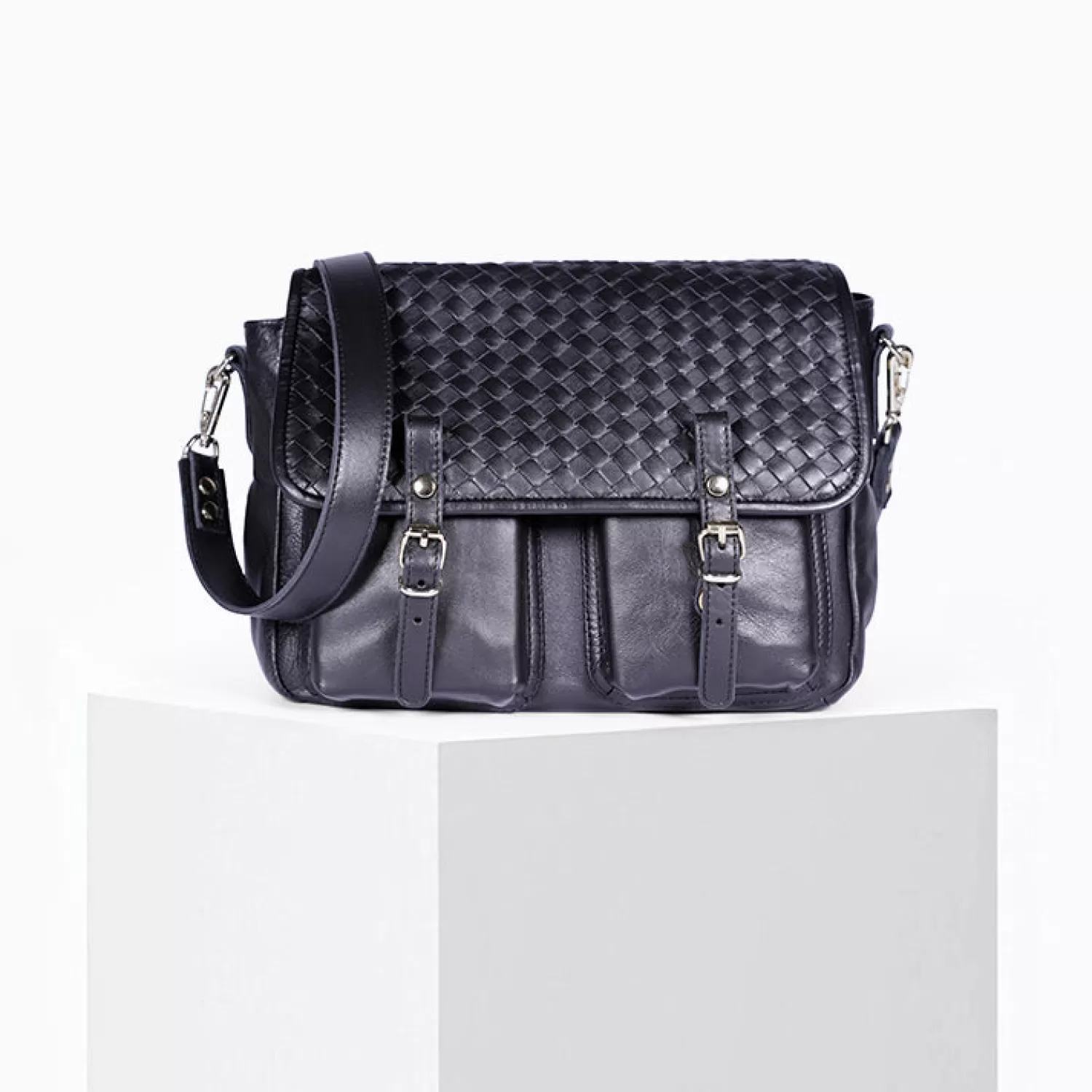 Sac Bandoulière Mini en Tresse Noir par Craie Studio - Édition Économique