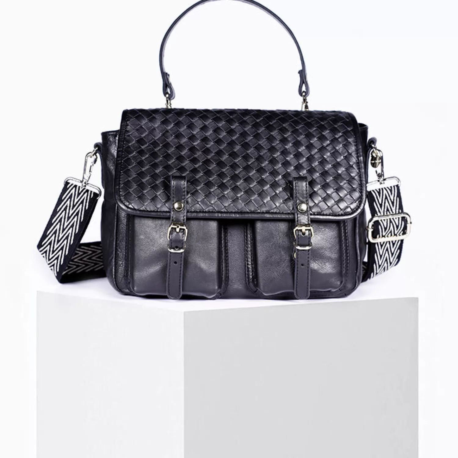 Sac Bandoulière Mini en Tresse Noir par Craie Studio - Édition Économique