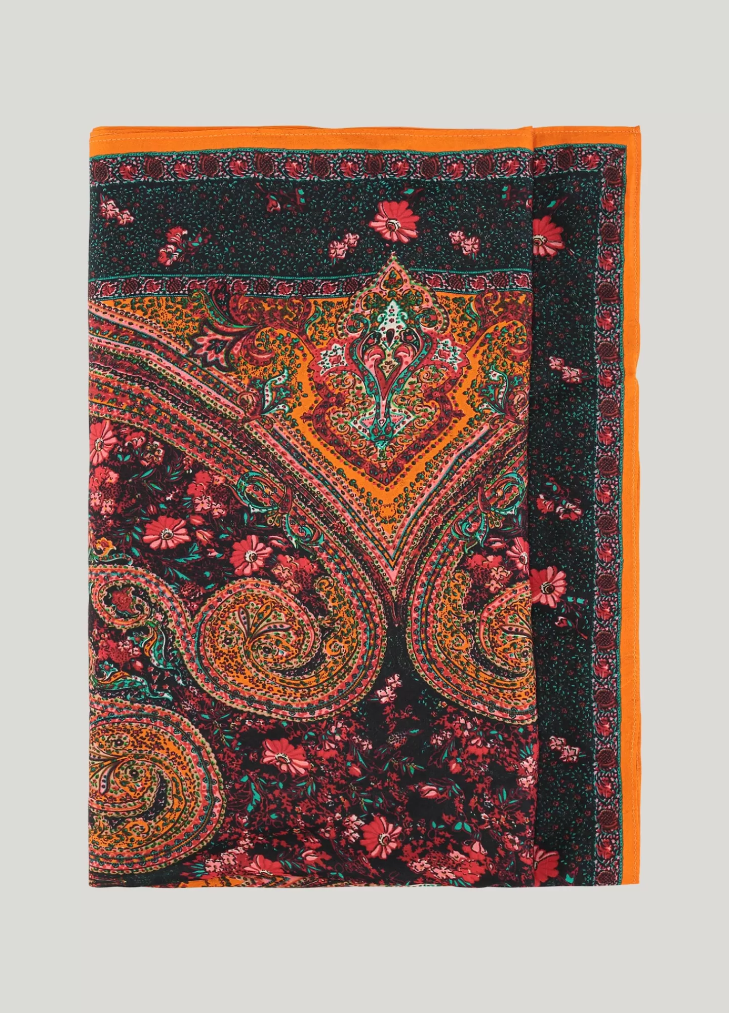 Élégant foulard en soie motif Paisley - Nuances vibrantes pour style bohème (Accessoire premium)