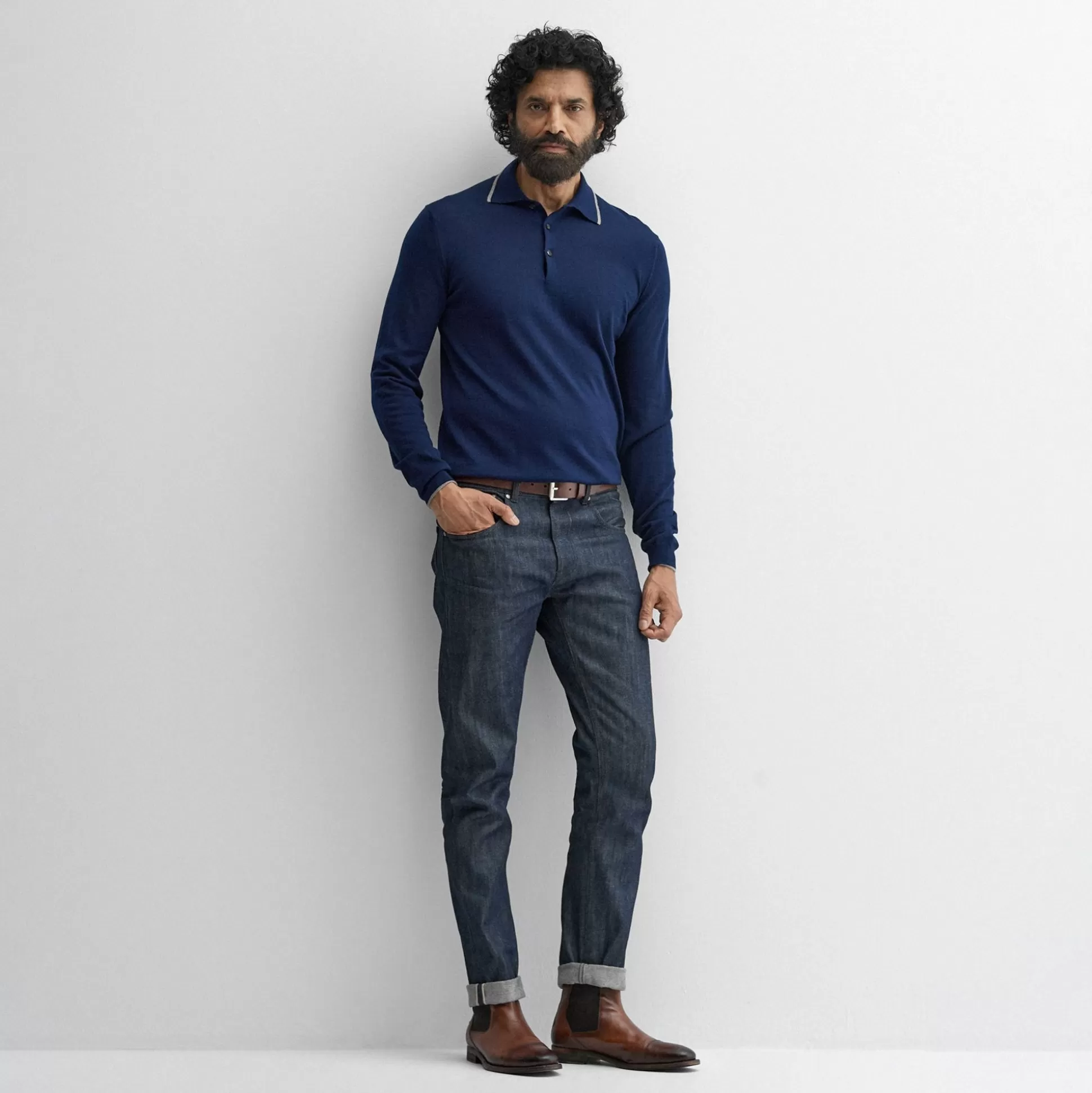 Pull Homme Sulby - Détails Marines Contrastés par Oliver Sweeney