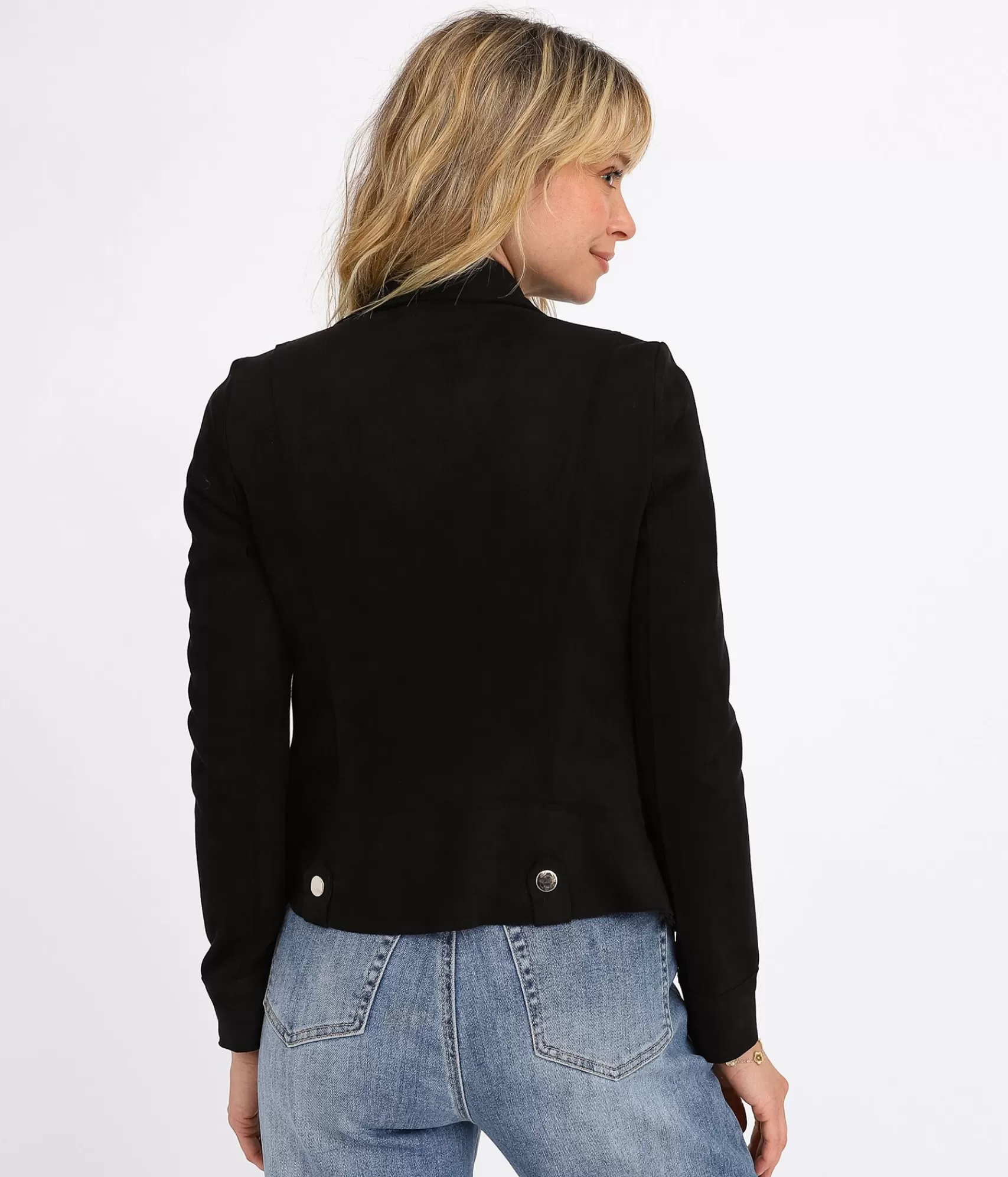 Blouson Iris en daim synthétique - Coupe décontractée avec détails contrastés | EDJI Collection Automne-Hiver