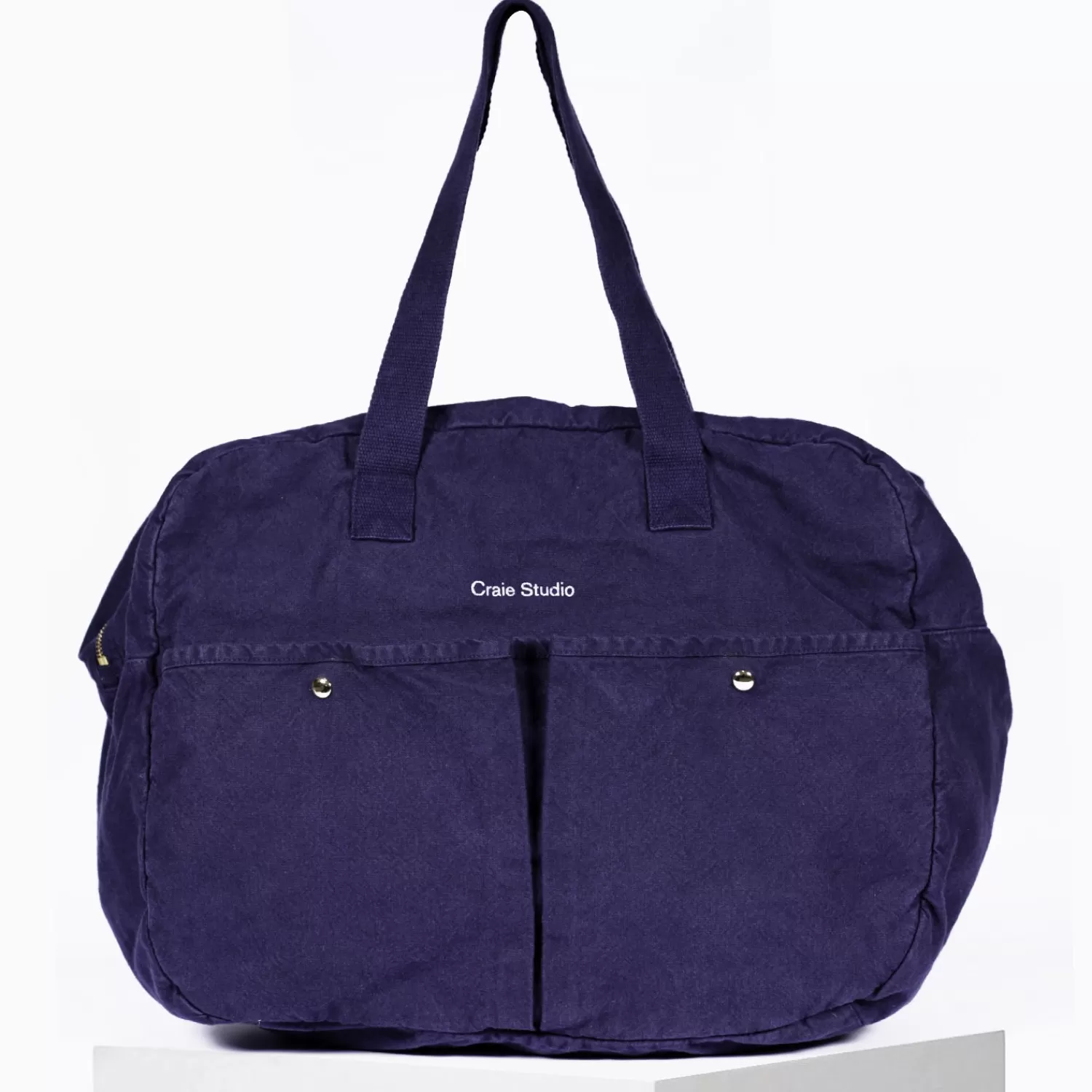 Élégant Cabas Weekend en Toile Bleu Encre - Sac de Voyage Polyvalent par Fashion-Craie